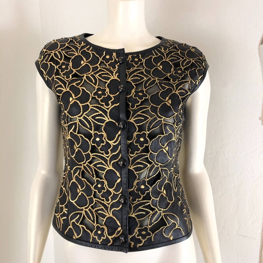 SOLD // Valentino Night Appliqué Top